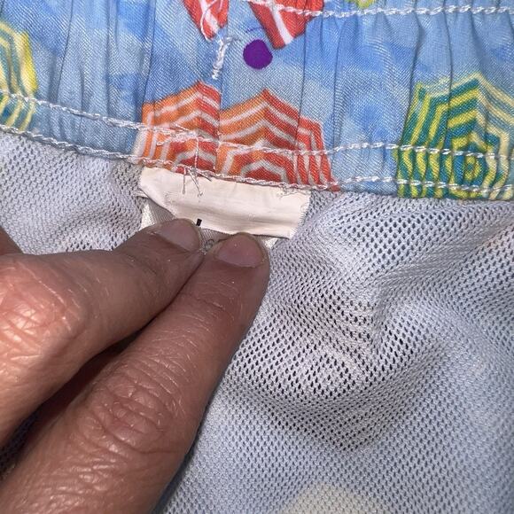 Peter Millar Swim Trunks Men Size L Blue Umbrella Legs Print Shorts Beach Preppy - Picture 9 of 16